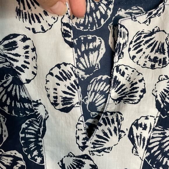 Talbots Blue White Seashell Tunic Beach Coverup Womens Size S Coastal Cotton - Picture 4 of 9